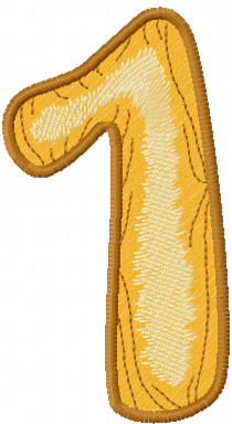 Wooden number one free embroidery design